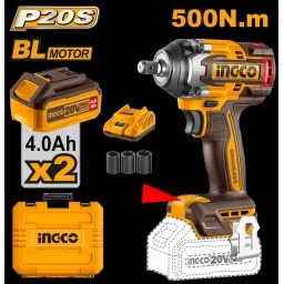 Llave de Impacto 20V P20S 500nm con 2 Batera, Cargador y maleta INGCO