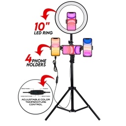 Lampara Anillo 10" Led con Tripode y Soporte para Celular BLASTKING
