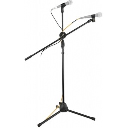 Jirafa Negra para 2 Microfonos 3 Patas con soporte Superior  MIYAKO USA