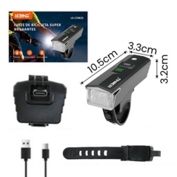 Farol delantero para bicicleta recargable con sensor e indicador de carga LELONG