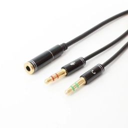 Adaptador de audio 2 Plug 3.5 Microfono / Auricular a Jack 3.5 de  4 Contactos Met�lico NIPPON