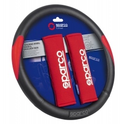 Combo Cubre Volante Negro/rojo + Almohadillas para Cinturon SPARCO