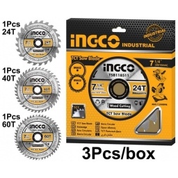 Set de 3 Discos Cortes 7 14 para Sierra Circular INGCO