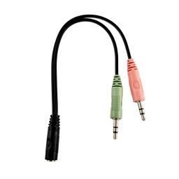 Adaptador de audio 2 Plug 3.5 Microfono Auricular a Jack 3.5 de 4 Contactos NP-DM35F35 NA