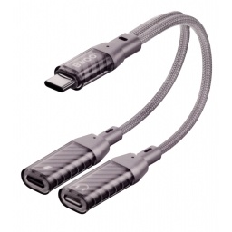 Adaptador Usb-c macho a 2 hembras para carga y audio  BWOO
