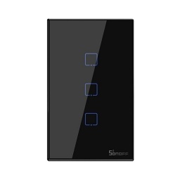 Interruptor de Pared T�ctil Wifi + Rf 3 Boton - Negro T3US2C-TX SONOFF