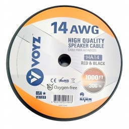 Rollo Cable para Parlante 14 Gauge- 306 Mts Rojo y Negro VOYZ