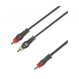 Cable 2 Plug Rca a Plug Spica 3.5 Dorado 3 Mt conector reforzado