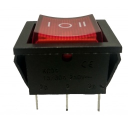 Llave C/luz Doble Inversora con Punto Medio On Off  15AMP. 6 Pin Rojo