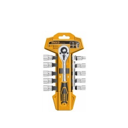 Juego 12 Pza 10 Dados Tubo Llave Crique 1/4" Ingco HKTS14122