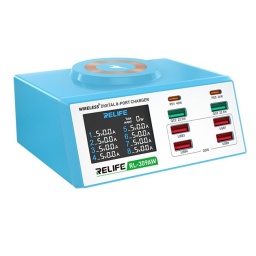 Cargador Digital de 8 Puertos + Carga Inalambrica con Display RELIFE
