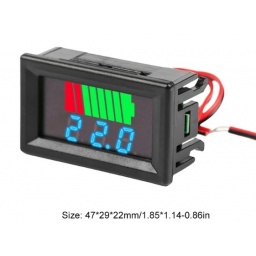 Voltimetro Digital Medidor % Carga de Batera 12V, 24V, 36V