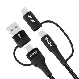 Cable de Datos y Carga  4 en 1 Usbc (x2) y  Iphone Lightning a USB 3.0 BWOO