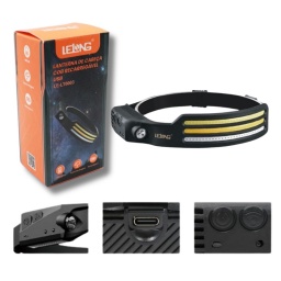 Linterna Recargable a Led Multifuncionde Cabeza Encendido con Sensor LELONG