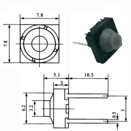 TACT SWITCH KLT-113 TACTIL BARROCHA 8X8 2 PINES