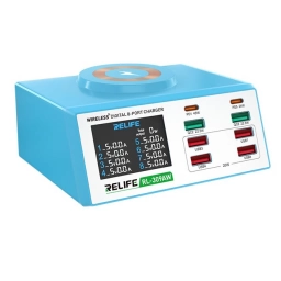 Cargador Digital de 8 Puertos + Carga Inalambrica con Display RELIFE
