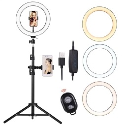 Lampara Anillo Led 10 con Tripode 1.7M con Soporte para Celular