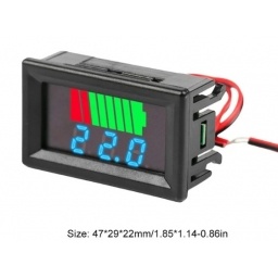 Voltimetro Digital Medidor % Carga de Batera 12V, 24V, 36V