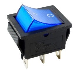 Llave Bipolar Inversora C/luz On Off  20AMP. 6 Pin Azul