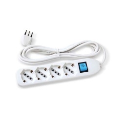 Alargue 4 Schuko Ficha 3 En Linea 90° Con Llave Electraline ELECTRALINE