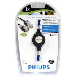 Cable Internet/ethernet retractil RJ11 y RJ45 PHILIPS