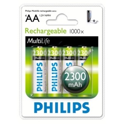 Pilas Recargables Blister x 4 AA - 2300mA. PHILIPS
