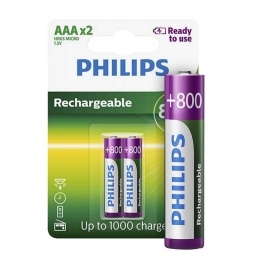 Pilas Recargables Blister x 2 AAA - 800mA. PHILIPS