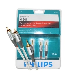 Cable doble RCA a 3.5 Stereo 1.5m Dorado PHILIPS