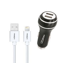 Cargador de Coche 2 USB C Cable Ios Lightning TREQA
