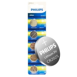Blister de 5 Pilas de Litio CR2025 3 Volt 150MA PHILIPS