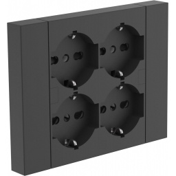 Marco con 4 Tomas Schuko + Tierra con Seguro - Negro ELECTRALINE