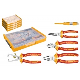 Set Organizador + 5 Herramientas Aisladas para Electricista INGCO