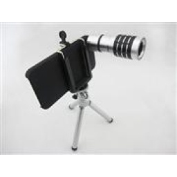 Kit Lente Telescopio de Metal 10/12X Zoom Magnifier + Tr�pode Stand + Case P/ Iphone 5
