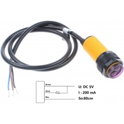 Sensor Infrarrojo para Evitar Obst�culos, 3-80CM Ajustable E18-D80NK,
