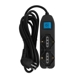 Alargue 2 Schuko + 4 Mod 3 en Linea con Llave- 2.5 MT Negro Electraline