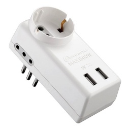 Adaptador Triple - Schuko + 2 Tomas 3 en Linea + 2 USB Electraline ELECTRALINE