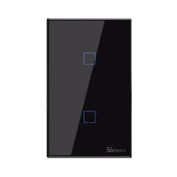 Interruptor de Pared T�ctil Wifi + Rf 2 Botones - Negro T3US2C-TX SONOFF