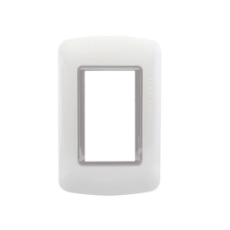 Plaqueta Atenea Plus Inyectada con Bastidor 3 M�dulos con Aro Plata