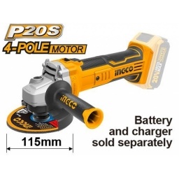 Amoladora Angular 4� Ingco CAGLI1151 a Bateria 20 Volt Linea P20S INGCO