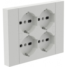 Marco con 4 Tomas Schuko + Tierra con Seguro - Blanco