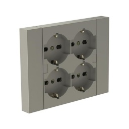 Marco con 4 Tomas Schuko + Tierra con Seguro - Plata