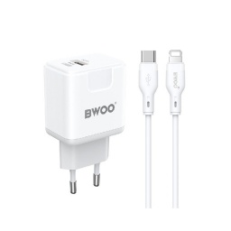 Cargador de Pared Usb-c +USB con Cable Lightning 5V-3A 2V-2A 12V-1.5A BWOO