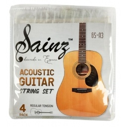 Kit de Cuerdas de Guitarra Acustica Regular Tension Metalica SAINZ