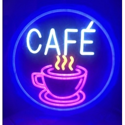 Cartel Neon de Led Cafe con fuente de alimentacion 12v 3A