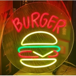 Cartel Neon de Led Burguer con Funte de Alimentacion