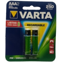 Pila Recargable Aaa Precargada Varta Blister X2 650 mah