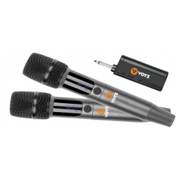 Juego de 2 Microfonos Inalambricos de Mano Recargable Uhf VOYZ