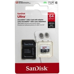 Memoria Tf Micro Sd 64GB C10 100 Mbs con Adaptador SANDISK