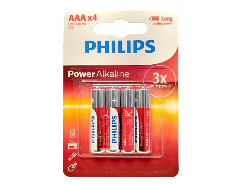 BLISTER X 4 PILA AAA ALKALINA PHILIPS