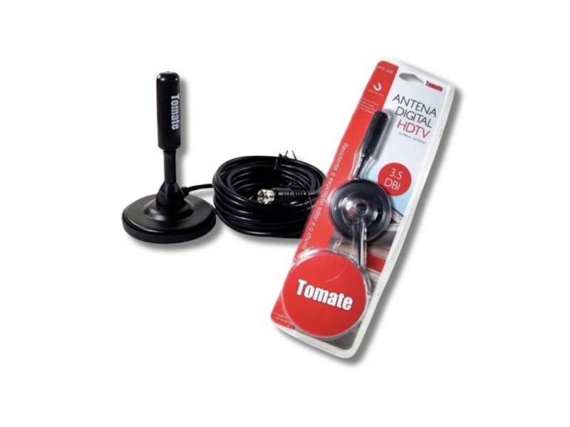 ANTENA DIGITAL DE TV PARA INTERIOR - 5 MTS DE CABLE  TOMATE